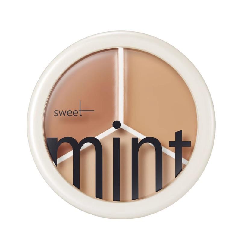 Paletă corectoare Sweet Mint cu 3 culori: Acoperire de Lungă Durată pentru Imperfecțiuni, Cicatrici de Acnee și Cearcăne