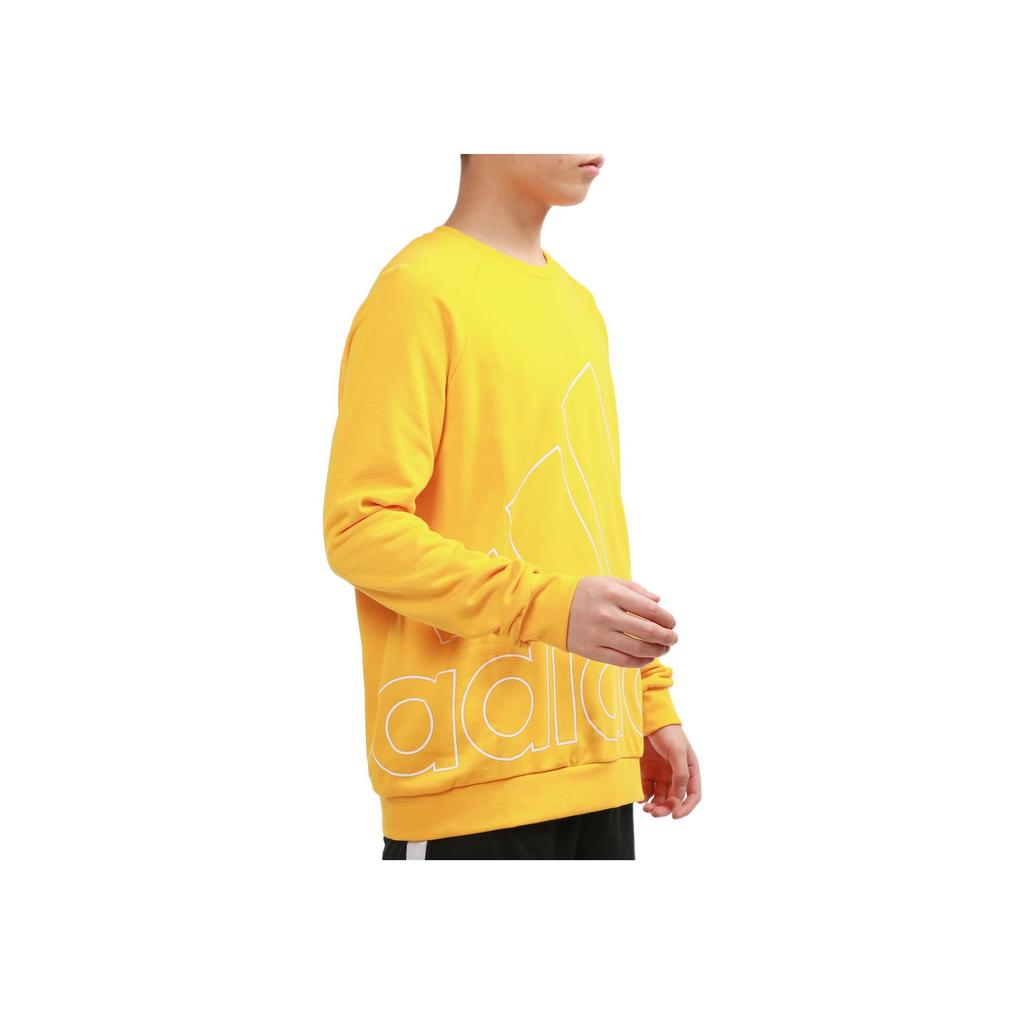 Adidas Big Logo Print Casual Sport Sweatshirt Men Tops Yellow HB5088