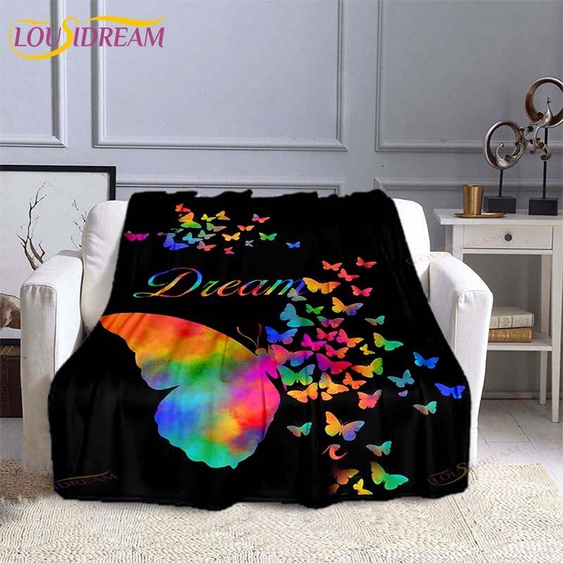 Butterfly Throw Blanket Soft Comfortable Sofa Blankets and Throws Flannel Blankets for Adults