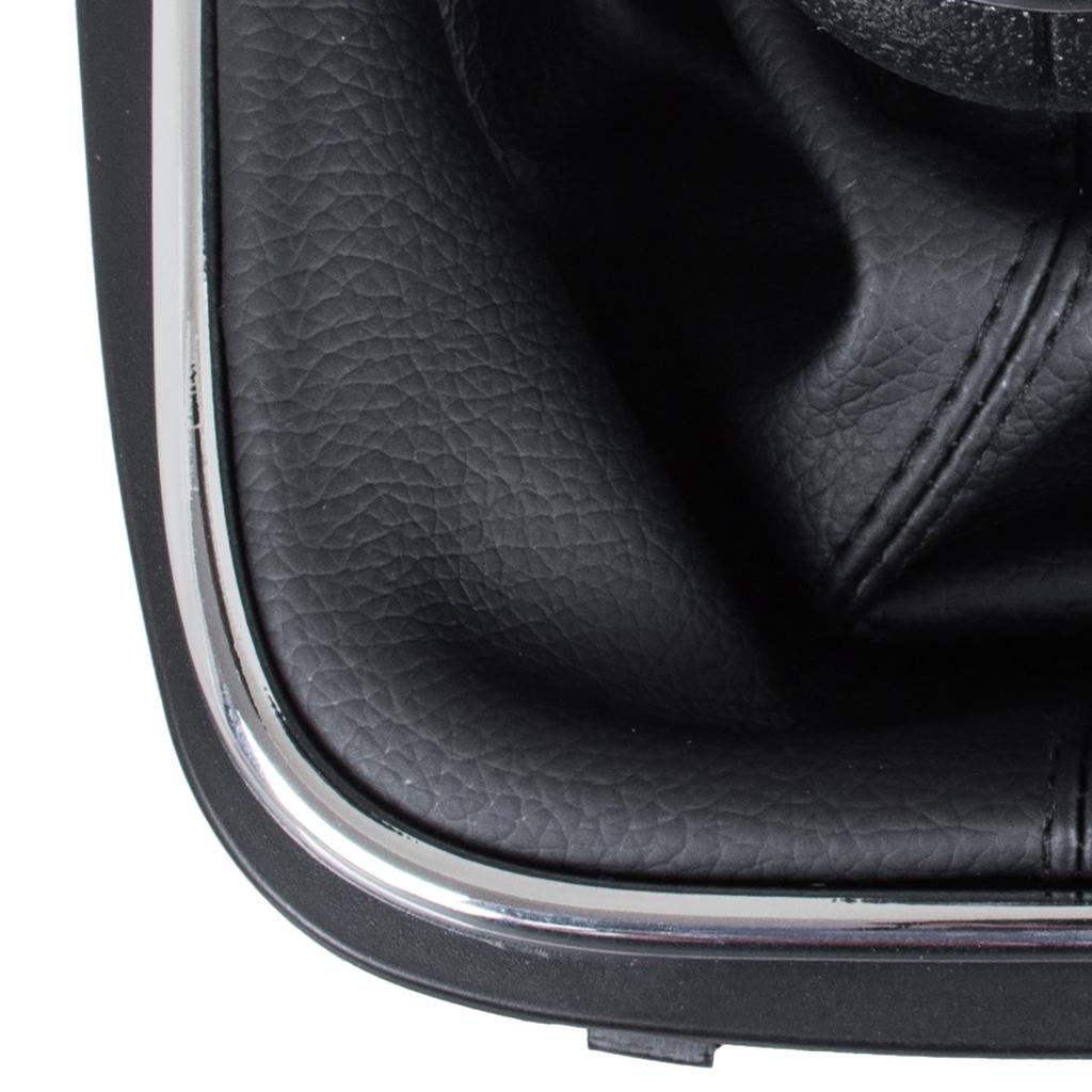 VW Golf V 03-08 Pomo de Palanca de Cambios Plateado y Negro con Funda y Marco Cromado 5 Velocidades