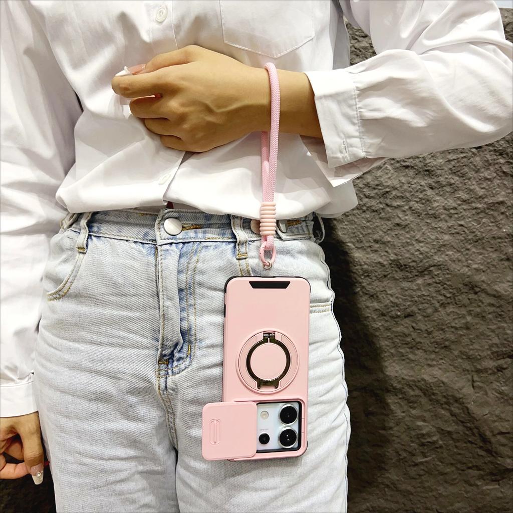 Armor Magnetic phone Case for Redmi Note 13 Pro + Plus 5G 4G  Xiaomi note13 5G Lanyard Slide Camera Protection Shockproof Cover