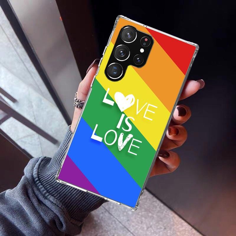 Love Is Love LGBT Rainbow Phone Case For Samsung Galaxy S23 S24 S25 Edge S26 Ultra S22 + S21 Plus S20 FE Cover Silicone Print Sh