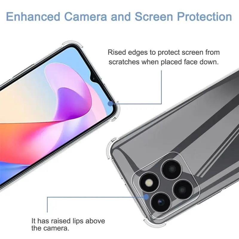 Transparent Four-Corners Shockproof TPU Soft Case For Honor X6 X6A X6B X7 X7A X8 X8A X8B X9 X9A X9B Cover Clear Fundas Coque