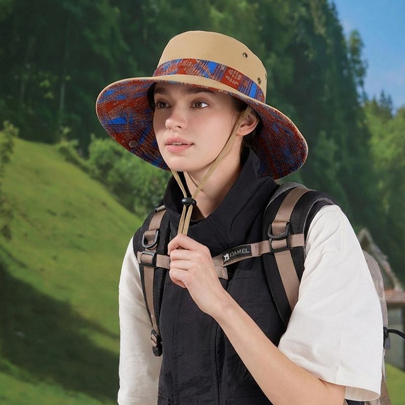 Spring Summer Big Brim Sun Hat National Style Cowboy Fisherman Hat Men Women Outdoor Sun Hat for Mountaineering and Fishing