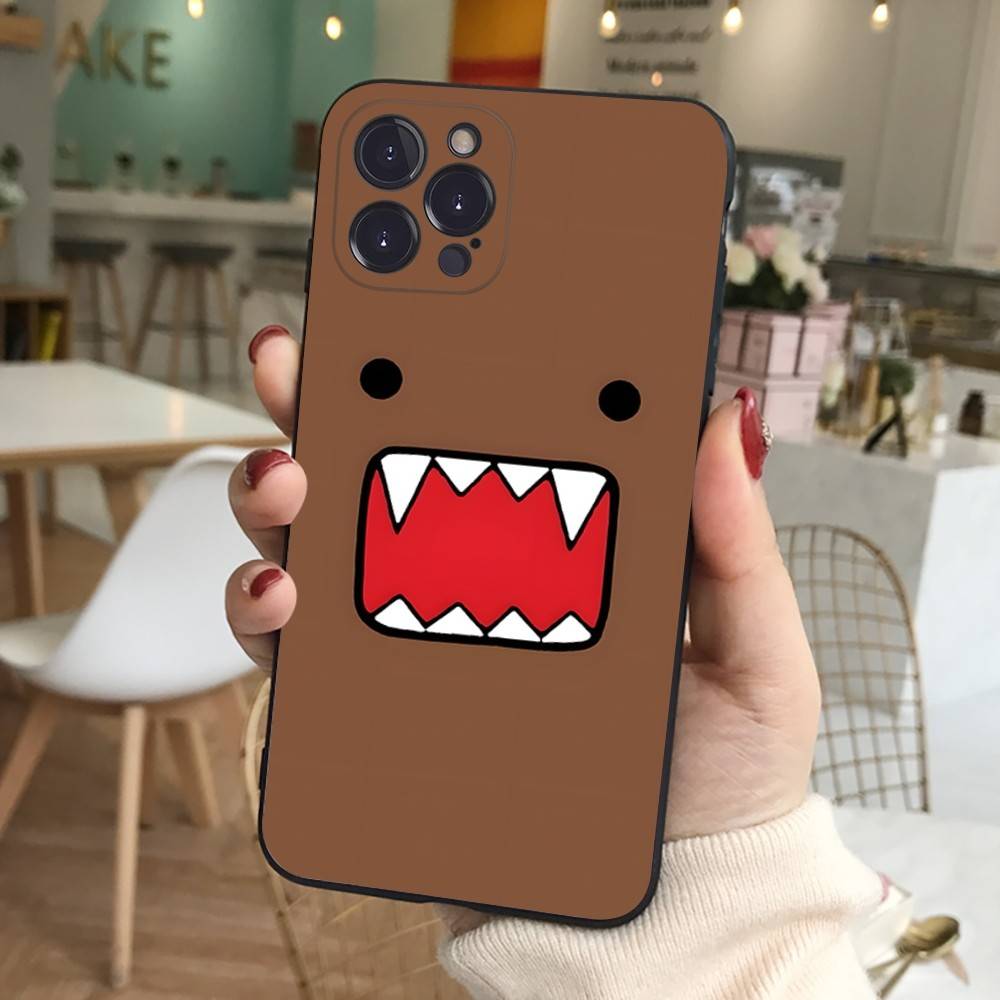 Cute Domo-Kun Black Soft Phone Case For IPhone 16 15 14 13 11 12 17 Pro Max Mini Plus