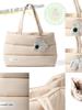College Style Large Capacity Puffy Tote Bag - Lightweight Cotton-Filled Shoulder & Handheld Women's Laptop Bag