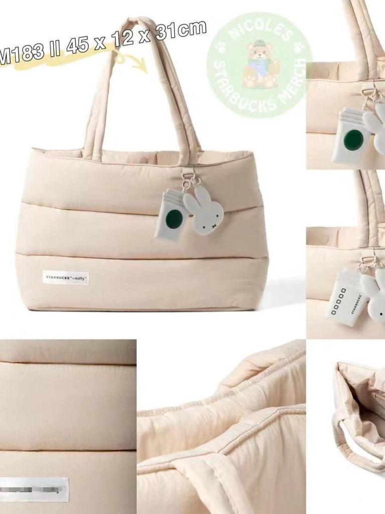 College Style Large Capacity Puffy Tote Bag - Lightweight Cotton-Filled Shoulder & Handheld Women's Laptop Bag