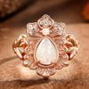 New Trendy Design Water Drop Auspicious Flower Palace Style Ring New Women'S Elegant Banquet Jewelry