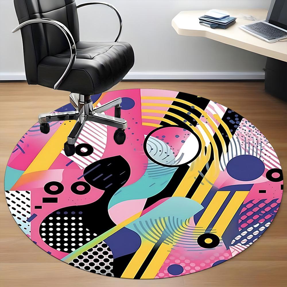 

1pc Abstract Art Chair Carpet for Office, Indoor Non Slip Washable Polyester Fiber Carpet, 80cm