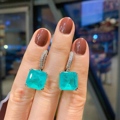 Smaragd Ohrringe Paraiba Quadrat Ohrring Schmuck