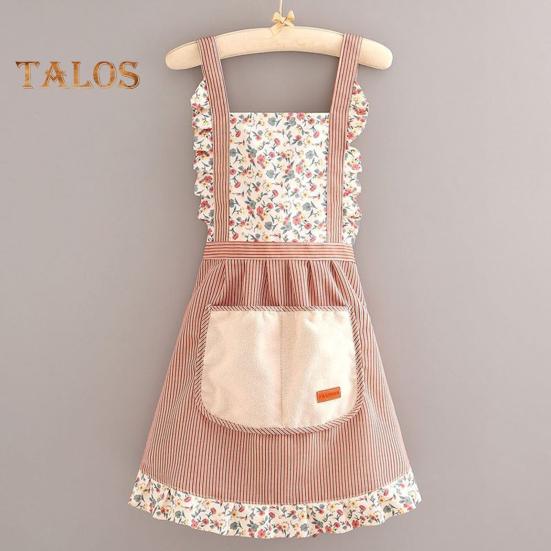 Avental de princesa elegante, resistente a manchas, com alças ajustáveis e bolsos, respirável, para cozinha e jardinagem, para mulheres