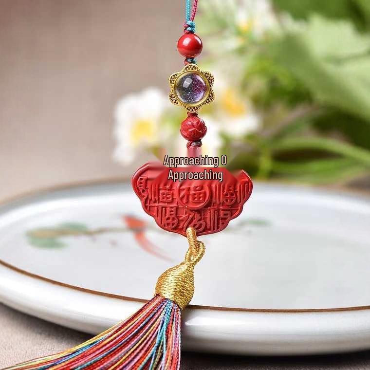 Natural Raw Cinnabar Emperor Sand Fortune Phone Charm Polished