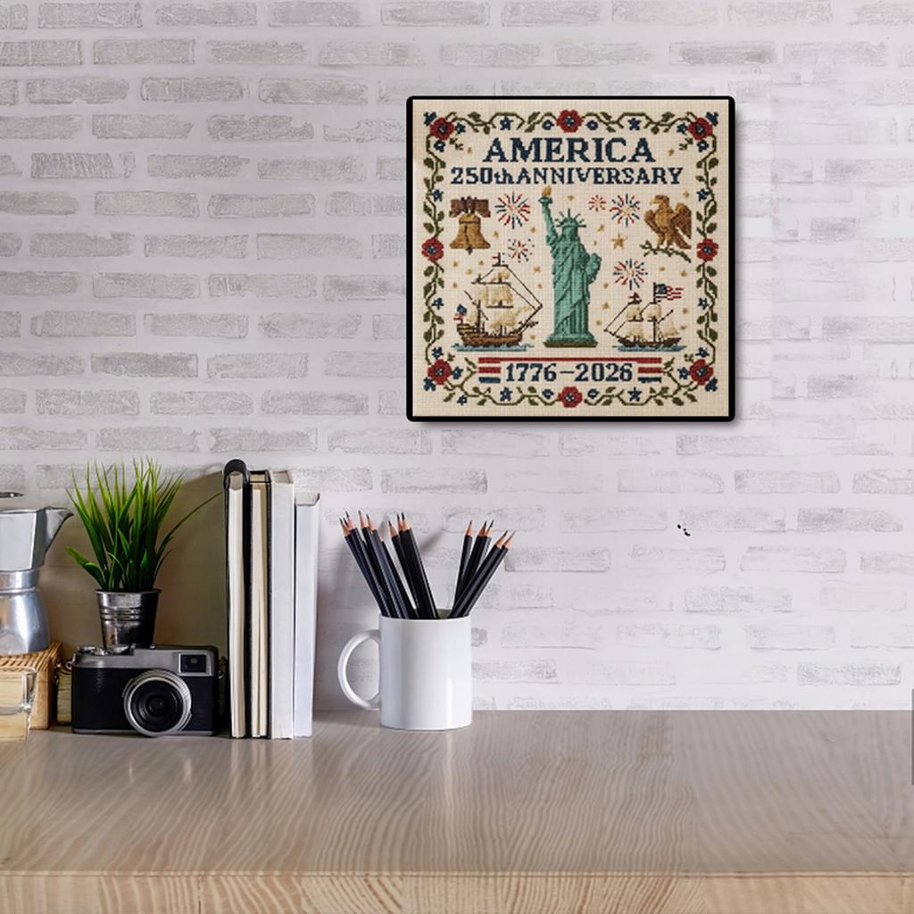 Anniversary of America Counted Embroidery Art Full Embroidery Thread Art Needlework Cotton Embroidery Craft Home Wall Decor