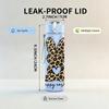 1PC Leopard Bunny Happy Easter 750ml Color Plastic Sports Water Bottle Leakproof Flip Straw Lid Suitable for Sports Office Home Use