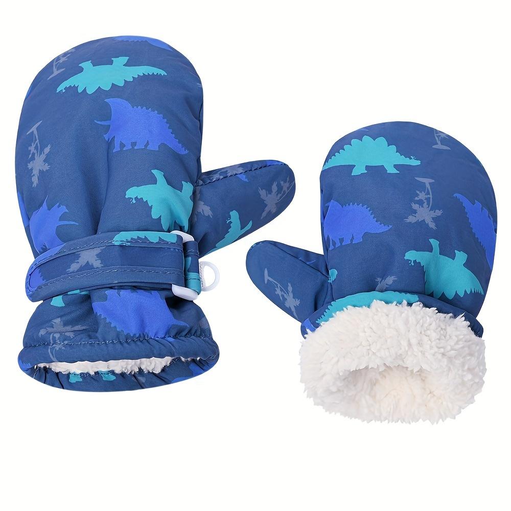 

1 пара детских варежек, зимние уличные быстросохнущие перчатки для мальчиков и девочек, легко надеваемые бархатные теплые варежки для детей L темно-синий