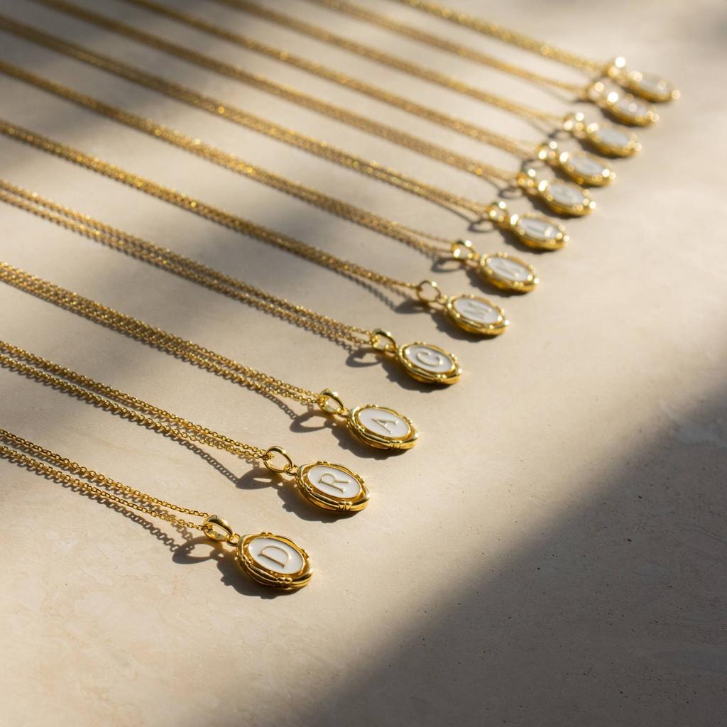 Color Retention 26 Letter Pendant Oval Necklace Necklace 26 Letter Electroplated Real Gold