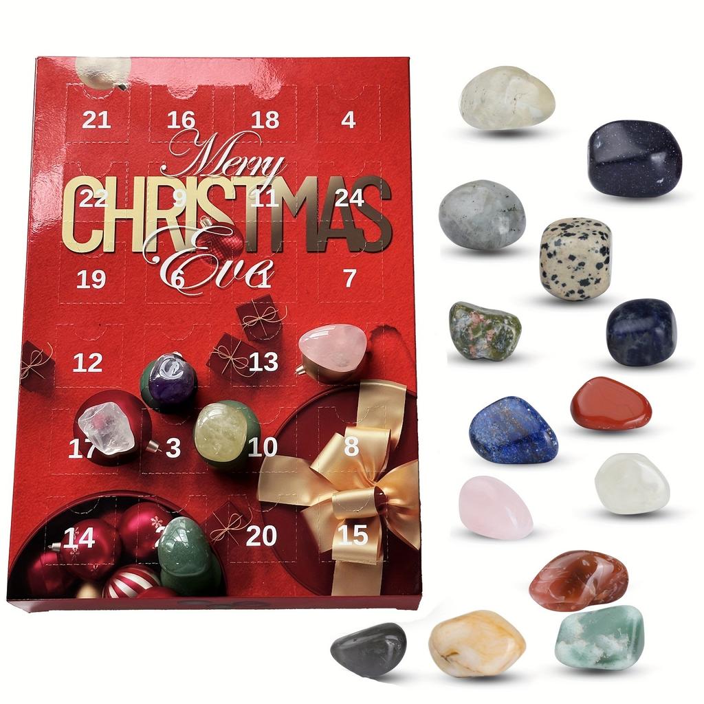 24 Day Christmas Countdown Calendar Funny Stones Natural Gemstone Collection Scientific Christmas Gifts For Kids