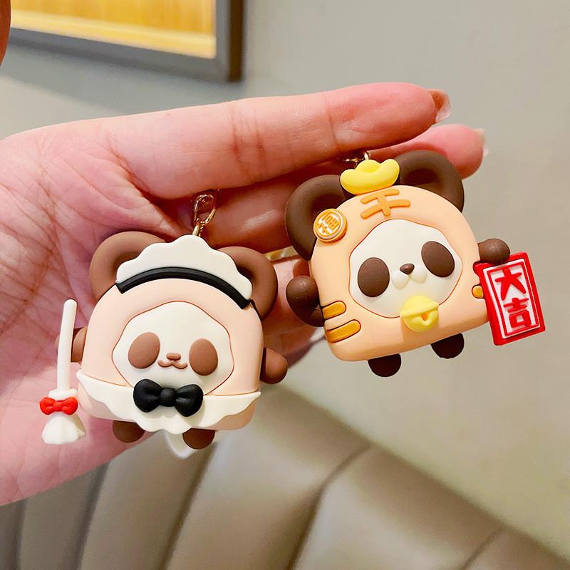 Entzückender Panda Toast Schlüsselanhänger Silikon Brot Puppe Niedliches Lebensmittel Anhänger Accessoire