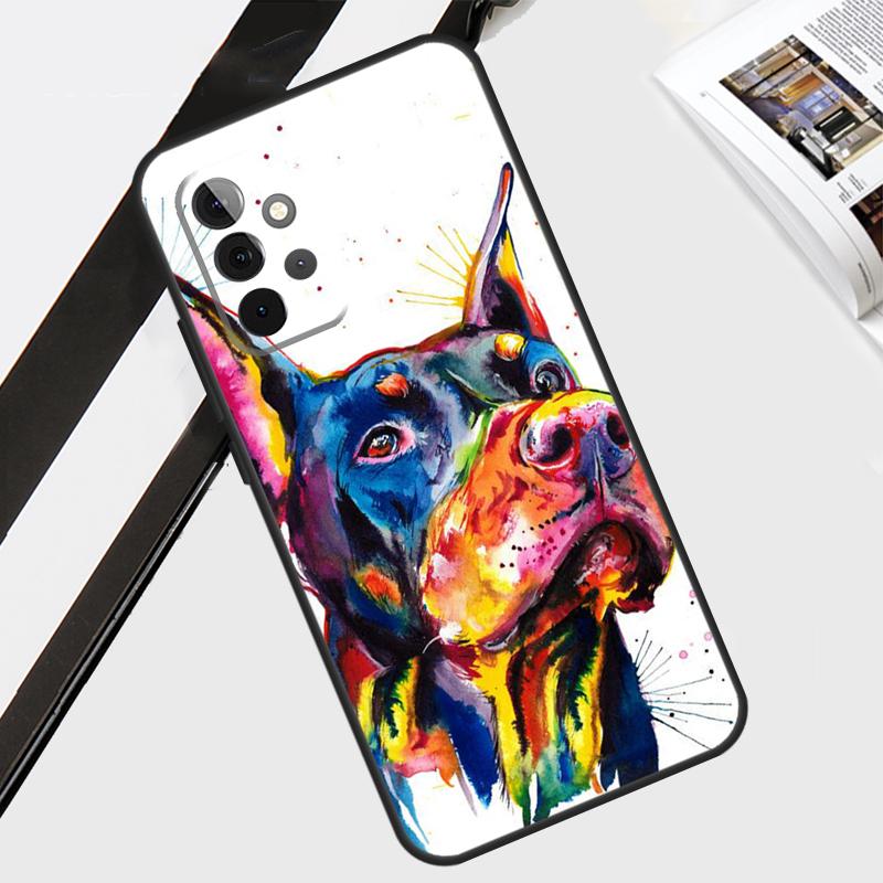 Animals Doberman Dog Case For Samsung Galaxy A12 A22 A32 A52 A56 A36 A26 A16 A06 A54 A34 A14 A13 A53 A15 A35 A55