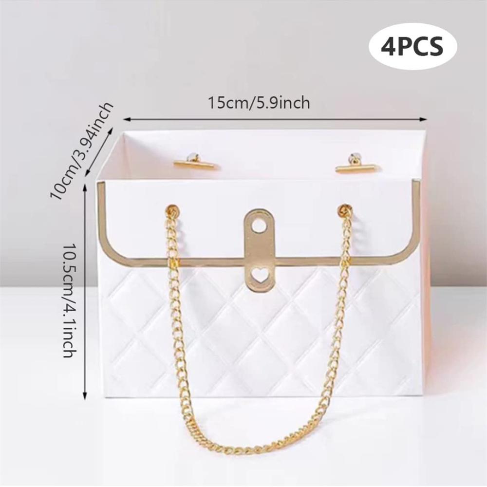 4PCS Portable Flower Box Rose Packaging Wrapping Gift Bag Shop Wedding Valentine's Day Birthday Party Paper Bag Box