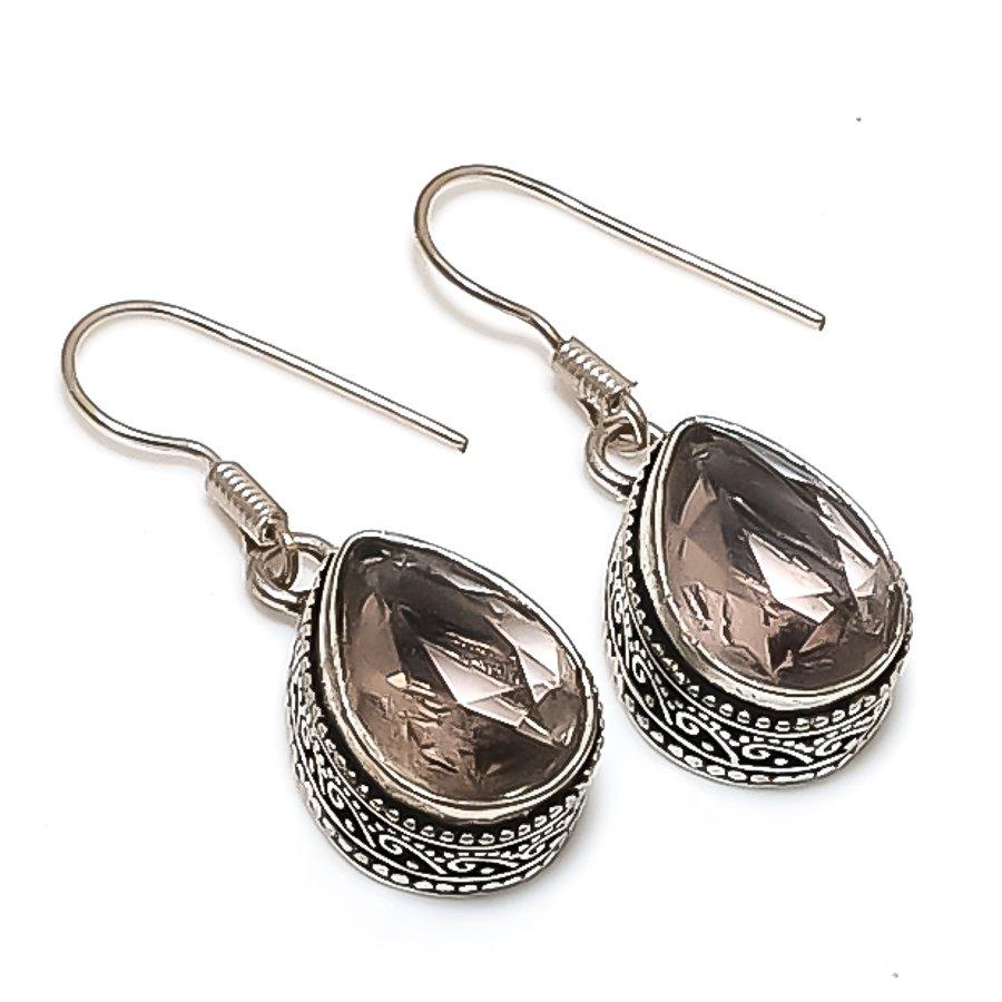 Natural Morganite Gemstone 925 Sterling Silver Jewelry Earring 1.38" E9c13