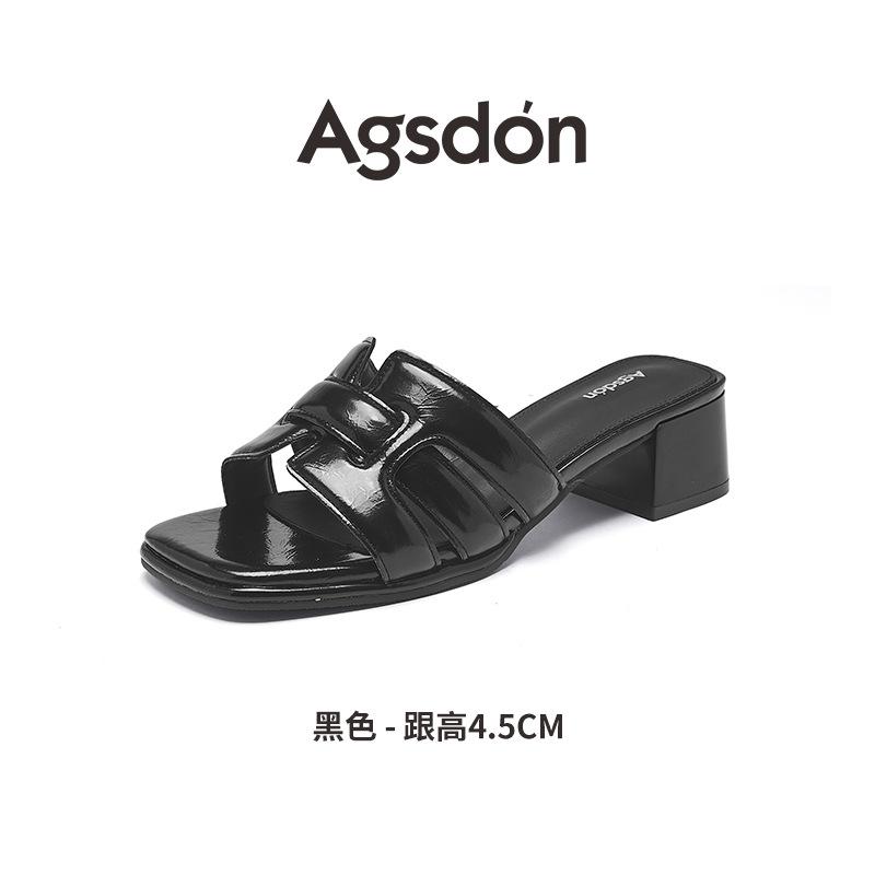 

Augustus high-heeled slippers women s 2025 summer wear square head fashion French retro thick-heeled cool slippers 40