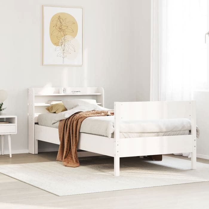 VidaXL Cadre de lit sans matelas blanc 100x200 cm bois de pin massif 3306934