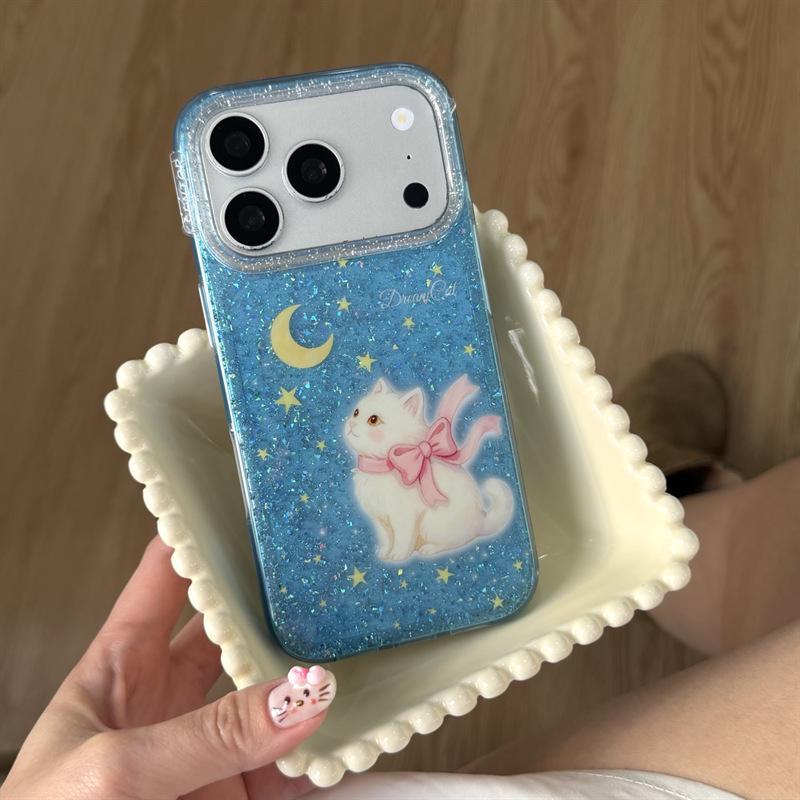 

Dreamy Star Moon Cat iPhone 17/16 Pro Max/15/14 High-End Case iPhone 15 Pro Max