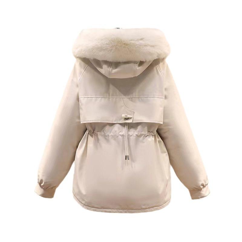 Corner buckle pie overcomes women's autumn and winter new thin down cotton clothes fashionable down thick fur integrated coat