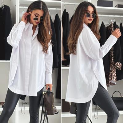 Women Casual Shirt Lapel Long Sleeve Single Breasted Shirt Tops Solid