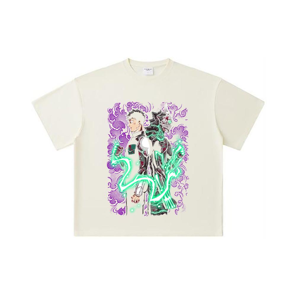 

260 GSM Double Yarn 32 Count 100% Cotton Kaiju No 8 V9 Kafka Print Unisex Heavy Cotton T Shirt S