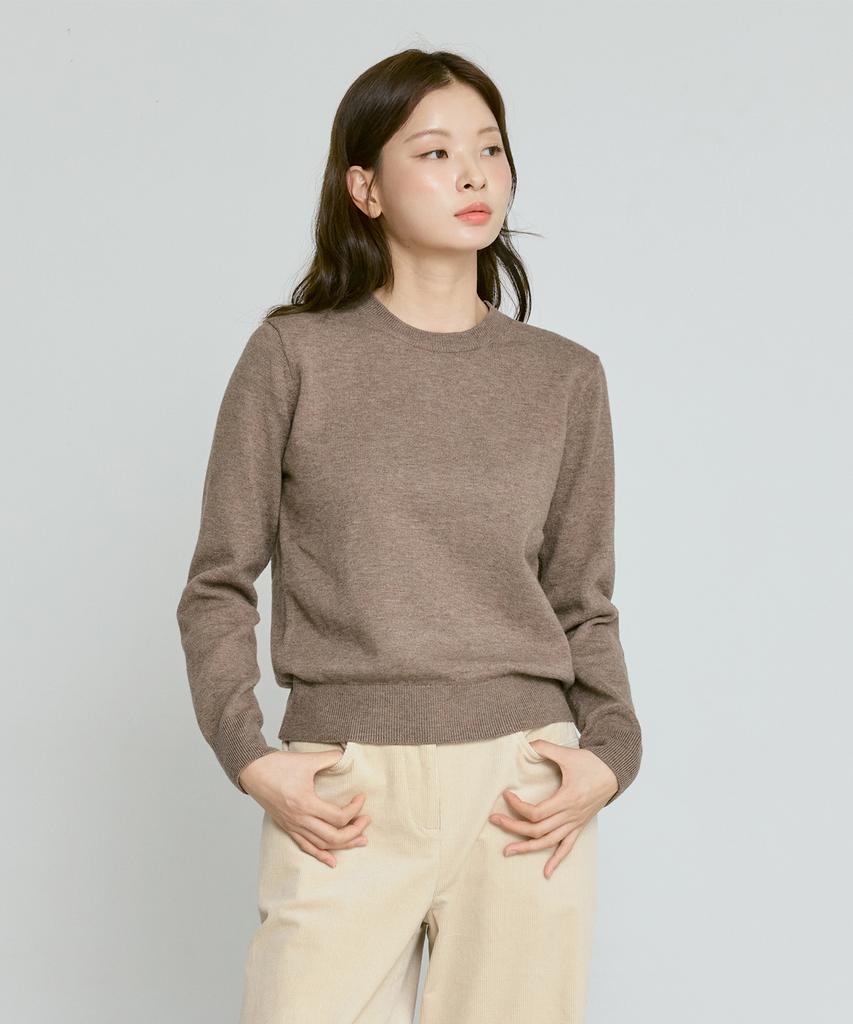 210EDIT Unisex Soft Knit Round Neck [Melan Brown]_Zz4Sw070