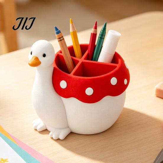 Schreibtisch-Organizer für Schüler, Niedlicher Gänse-Stifthalter, Behälter mit großem Fassungsvermögen und kompakter Größe, 3D-Schreibtisch-Aufbewahrungsbehälter Druck PLA Schreibwaren für Stifte Papier