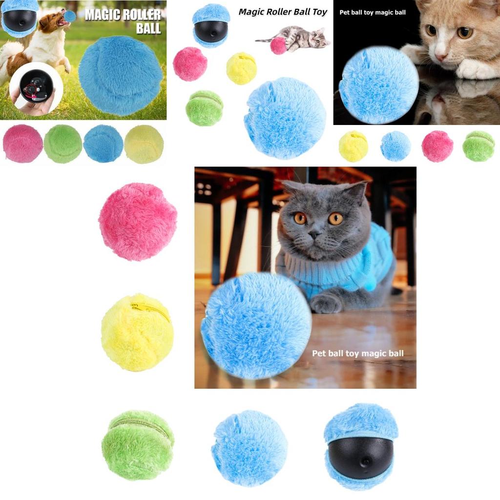 Interaktiver Plüschtierball für Hunde und Katzen Elektrisches Haustierspielzeug zur Linderung von Langeweile ABS-Kunststoff und Korallenfleece-Material 9cm/3.54in Größe