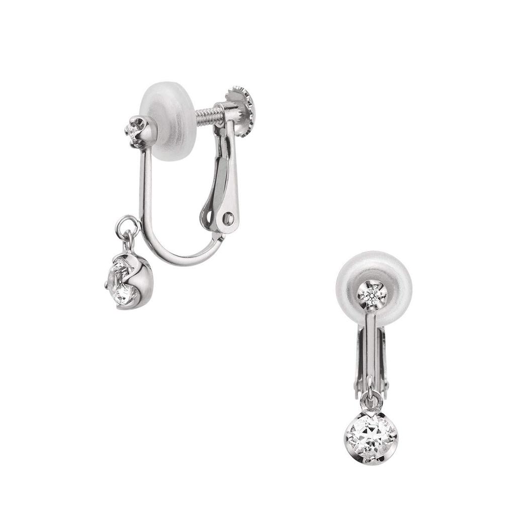 Earrings K10 White Gold Basic White Topaz AJBE2359 TH [Official] [Vendome Aoyama]