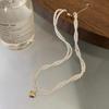 Millet glass pearl twist love high sense niche light luxury women's new collarbone chain Internet celebrity explosion necklace jewelry
