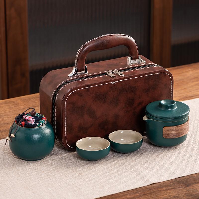 Travel tea set Ceramic express cup Portable one pot two cups Company business gifts Holiday souvenirs