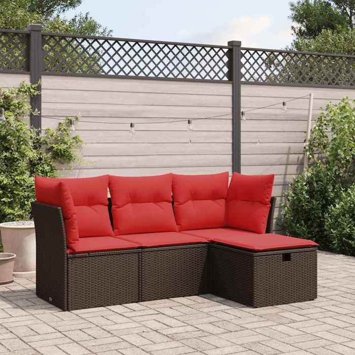 VidaXL Salon de jardin 4 pcs avec coussins marron résine tressée 3325260