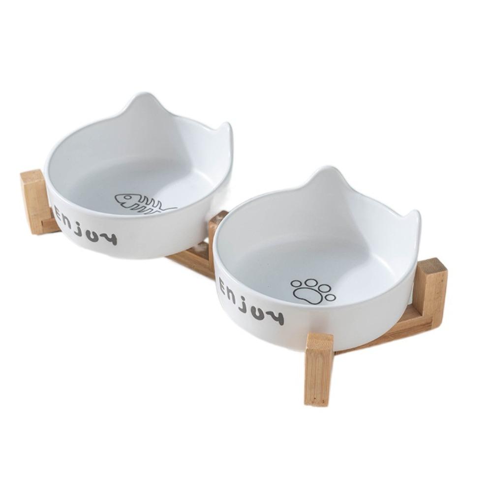 Cute Cat High Foot Bowl Prevent Tipping Dog Food Feeding Basin Pet Bowl  Neck Protection