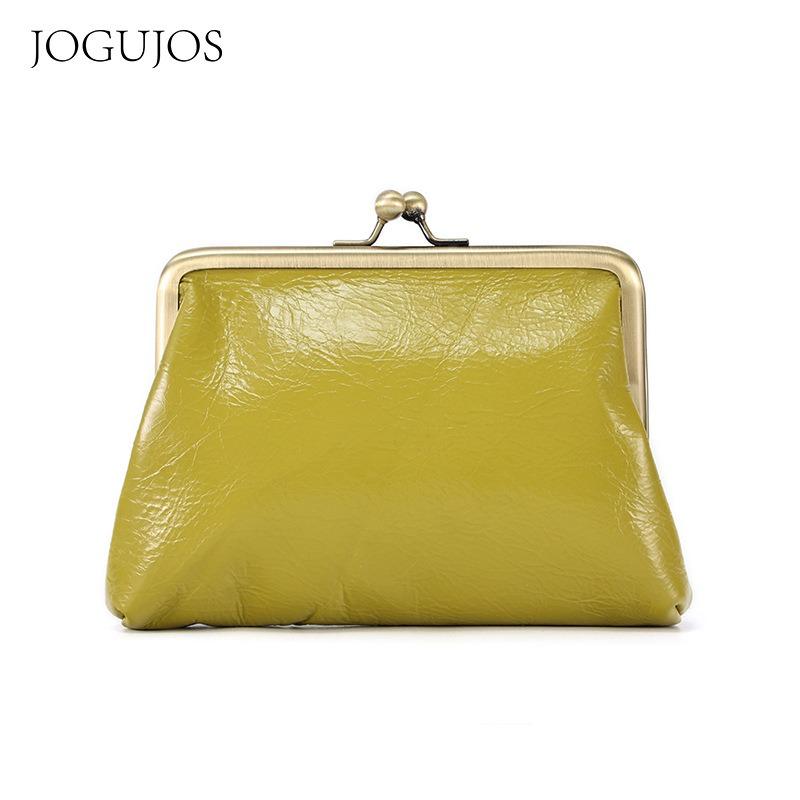 

JOGUJOS кожаный кошелек женский с пряжкой конфетного цвета сумка для хранения монет и помады женский клатч из кожи растительного дубления