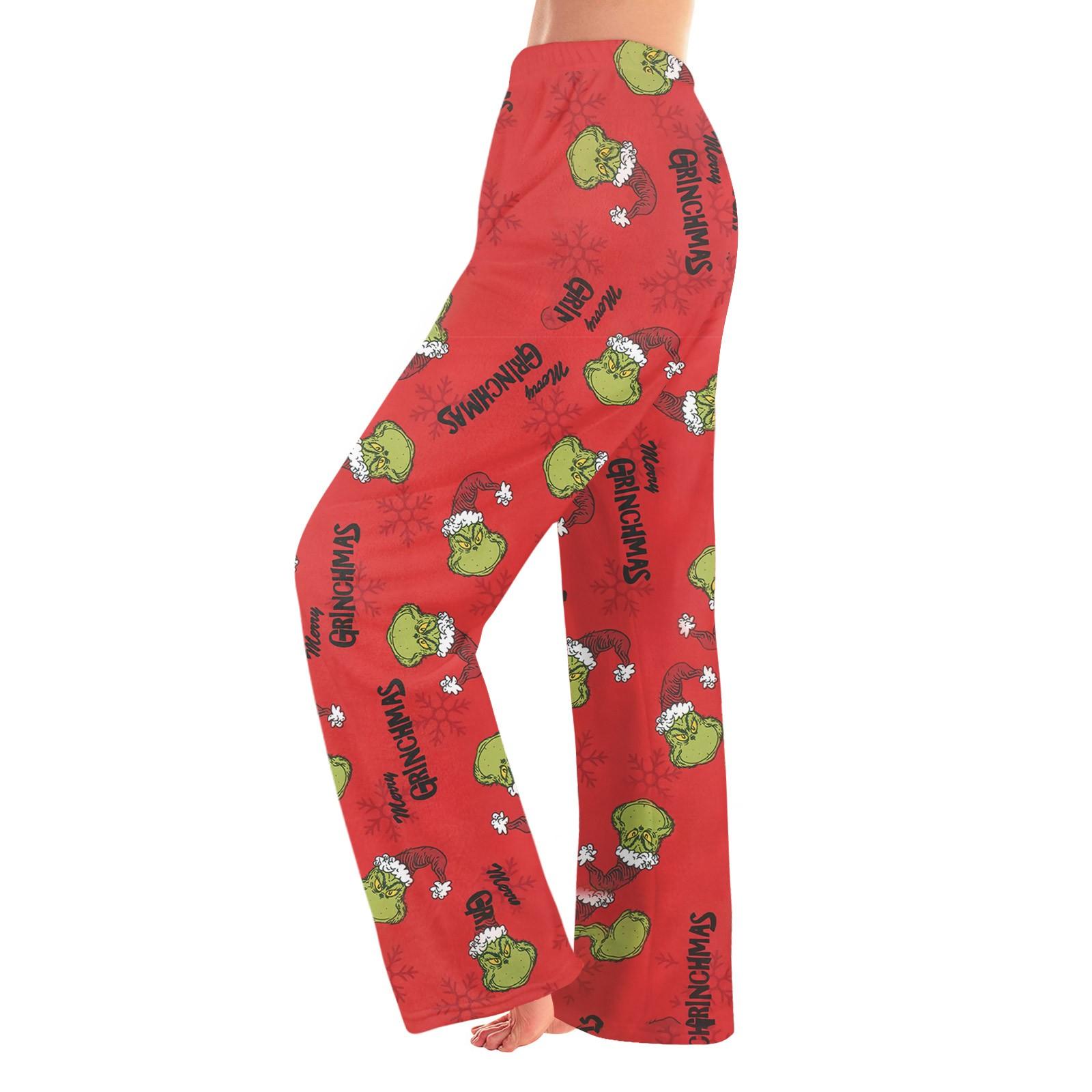 

Женские осенне-зимние брюки, длинные брюки, фланелевые брюки с рождественским принтом S
