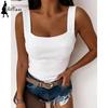 Moda damska Letnia kamizelka U-Neck bez rękawów Jednokolorowa kamizelka Letnia Casual Slim Sport Concise Top