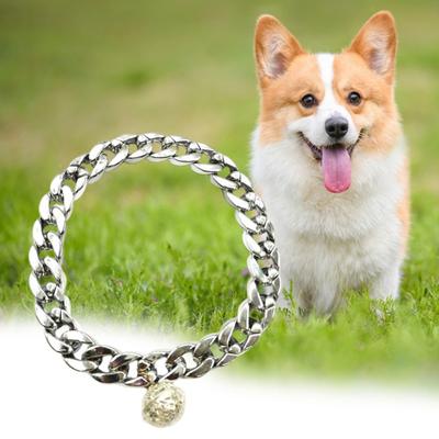 Yousheng Pet Necklace Crisp Bell Shiny Plastic Cat Dog Golden Chain Necklace Collar Daily Wear