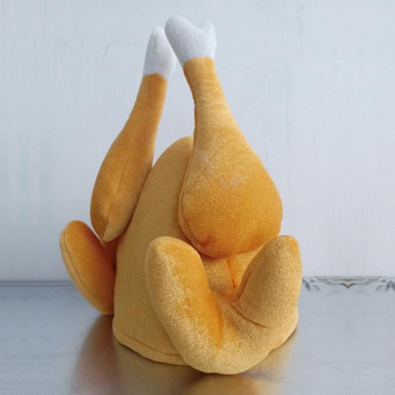 Roasted Turkey Hat for Adult Children Funny Plush Turkey Cap Party Headgear Thanksgiving Party Props Costume Accessories