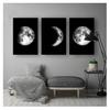 Schwarz-weißer nordischer Leinwand-Wanddruck, minimalistisches Gemälde, moderne Heimdekoration, Bild, Mondphase, Galaxie, Weltraum-Kunstposter