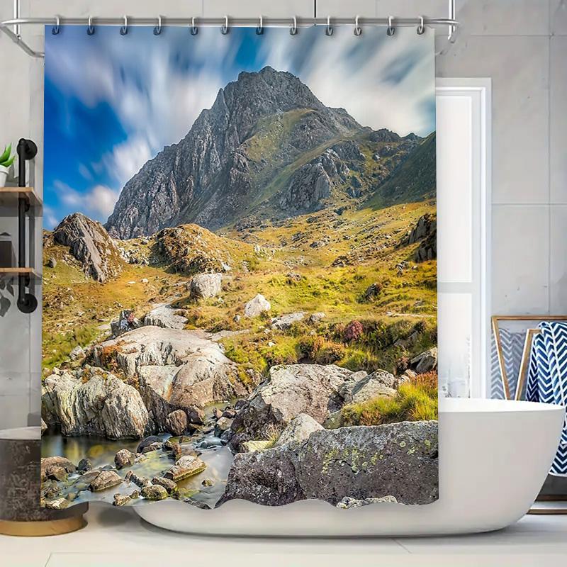 

Nature Waterfall Bathroom Decor Shower Curtain Set Waterproof Scenic Forest Landscape Backdrop Vintage Farmhouse Home Decor W60H190(CM)-1 Pcs