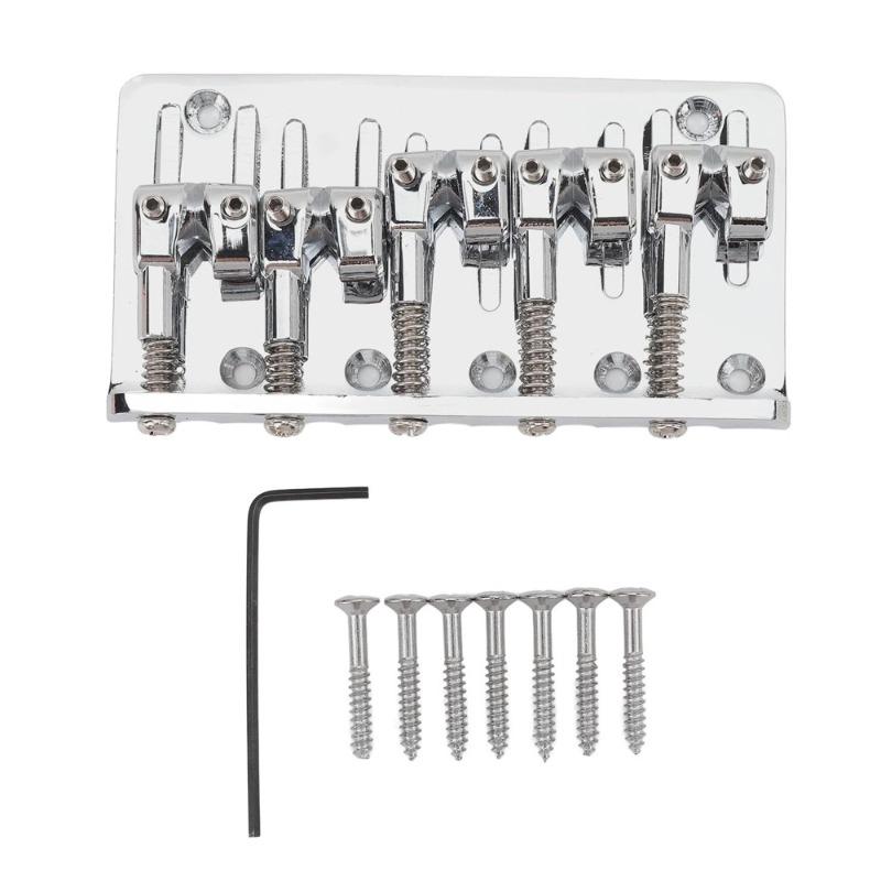 5 String Bass Bridge L-Shape Tailpiece for Electric Bass Guitar Replacement Parts Stable Tuning Durable Easy Install