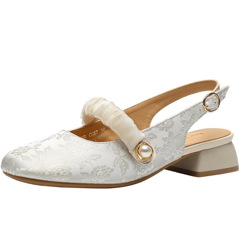 ZHR Women s Elegant Closed-Toe Block Heel Summer Sandals CG87 36
