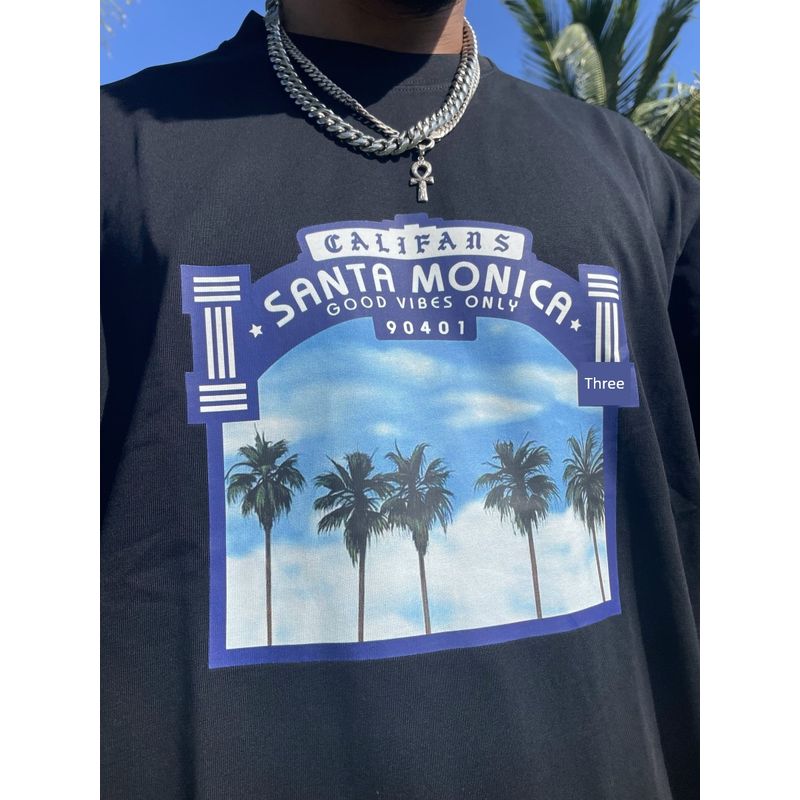 Califans American West Coast Heavy Hip-hop Drop Shoulder Loose Street Oversize Print Short sleeve T-shirt Men