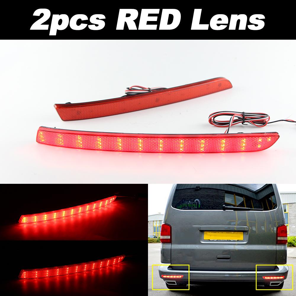 

2PCS RED LED Rear Bumper Reflector Light 7E0945105A,7E0945106A For VW T5 Transporter/Caravelle/Multivan 2012 2013 2014 2015 2016 2pcs RED LENS